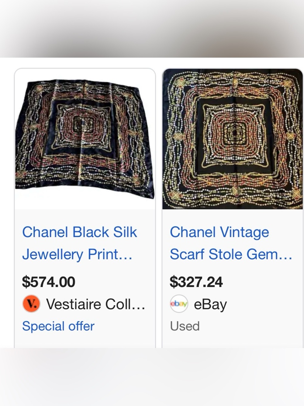 Authentic CHANEL Silk head Scarf large 34”x 34” 87cm Navy Red Gold Classic rope - Picture 16 of 16